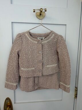 chic Blush Tweed Girls' Jacket and Skirt Set